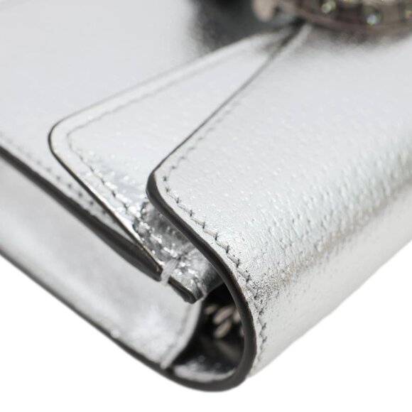 Gucci  Dionysus Super Mini Metallic Leather Crossbody Bag Silver 476432 - Picture 6 of 10